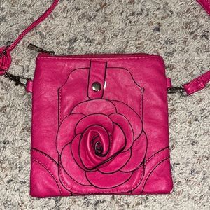 Pink Leather flower bag